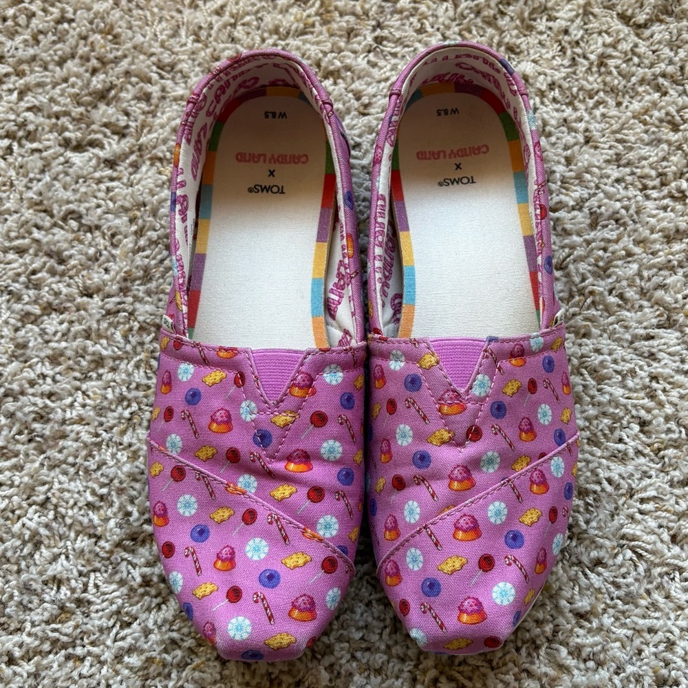 TOMS X CANDY LAND Pink Slip On Shoes Flats Alpargata Women's Size 8.5